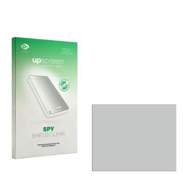 Parte frontal de un envase de producto con el logotipo de la marca upscreen. Al lado está el protector de pantalla correspondi