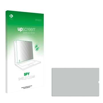 Parte frontal de un envase de producto con el logotipo de la marca upscreen. Al lado está el protector de pantalla correspondi