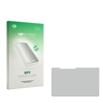 Parte frontal de un envase de producto con el logotipo de la marca upscreen. Al lado está el protector de pantalla correspondi