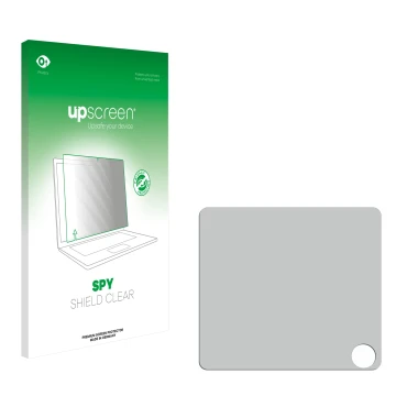 Parte frontal de un envase de producto con el logotipo de la marca upscreen. Al lado está el protector de pantalla correspondi