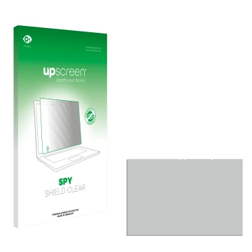 Parte frontal de un envase de producto con el logotipo de la marca upscreen. Al lado está el protector de pantalla correspondi