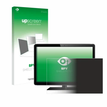 Parte frontal de un envase de producto con el logotipo de la marca upscreen. Al lado se muestra el dispositivo con su protecto