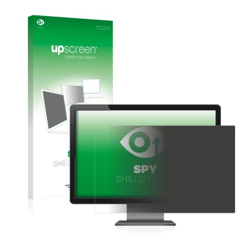 Parte frontal de un envase de producto con el logotipo de la marca upscreen. Al lado se muestra el dispositivo con su protecto