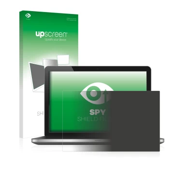 Parte frontal de un envase de producto con el logotipo de la marca upscreen. Al lado se muestra el dispositivo con su protecto