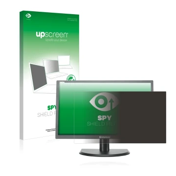 Parte frontal de un envase de producto con el logotipo de la marca upscreen. Al lado se muestra el dispositivo Lenovo LT2323p 