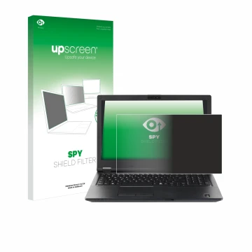 Parte frontal de un envase de producto con el logotipo de la marca upscreen. Al lado se muestra el dispositivo Fujitsu Lifeboo