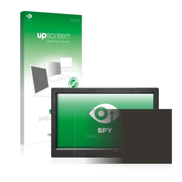 Parte frontal de un envase de producto con el logotipo de la marca upscreen. Al lado se muestra el dispositivo Podofo HD Monit