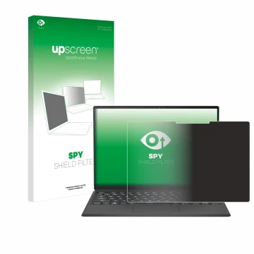 Parte frontal de un envase de producto con el logotipo de la marca upscreen. Al lado se muestra el dispositivo ASUS Rog Flow Z