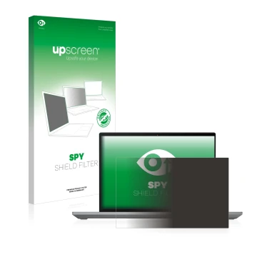 Parte frontal de un envase de producto con el logotipo de la marca upscreen. Al lado se muestra el dispositivo Lenovo ThinkPad