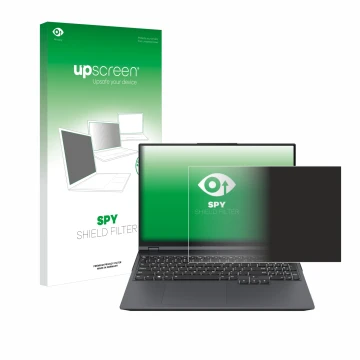 Parte frontal de un envase de producto con el logotipo de la marca upscreen. Al lado se muestra el dispositivo Lenovo Legion P