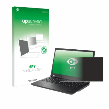 Parte frontal de un envase de producto con el logotipo de la marca upscreen. Al lado se muestra el dispositivo Fujitsu Lifeboo