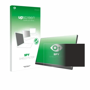 Parte frontal de un envase de producto con el logotipo de la marca upscreen. Al lado se muestra el dispositivo Arzopa 60HZ/A1 