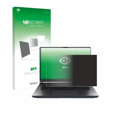 Parte frontal de un envase de producto con el logotipo de la marca upscreen. Al lado se muestra el dispositivo ASUS ROG Strix 