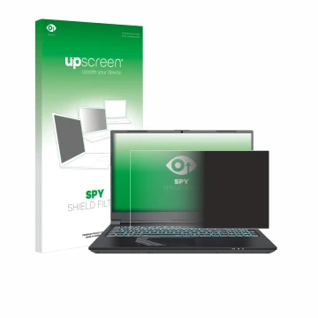 Parte frontal de un envase de producto con el logotipo de la marca upscreen. Al lado se muestra el dispositivo Gigabyte G5 202