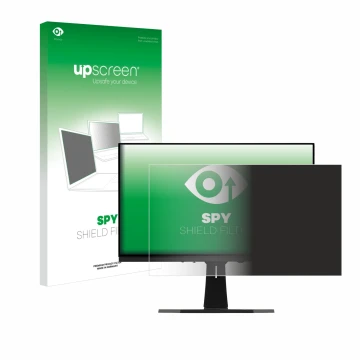 Parte frontal de un envase de producto con el logotipo de la marca upscreen. Al lado se muestra el dispositivo ViewSonic XG273