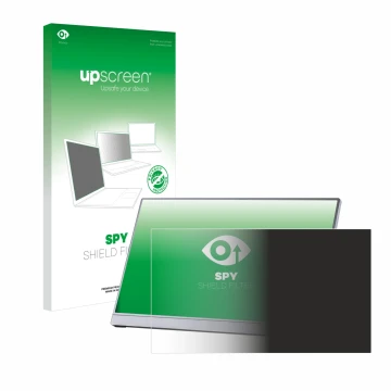 Parte frontal de un envase de producto con el logotipo de la marca upscreen. Al lado se muestra el dispositivo Arzopa Z3FC 16.