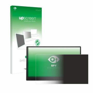 Parte frontal de un envase de producto con el logotipo de la marca upscreen. Al lado se muestra el dispositivo Azeyou PM1506S 