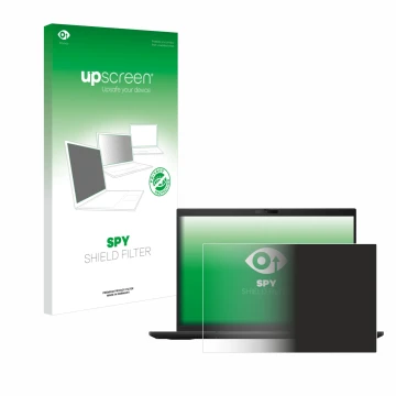 Parte frontal de un envase de producto con el logotipo de la marca upscreen. Al lado se muestra el dispositivo ASUS ExpertBook