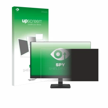 Parte frontal de un envase de producto con el logotipo de la marca upscreen. Al lado se muestra el dispositivo Lenovo L24-4e c