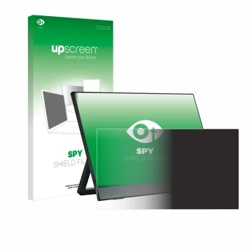 Parte frontal de un envase de producto con el logotipo de la marca upscreen. Al lado se muestra el dispositivo Anmite A140W03 