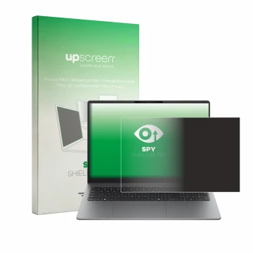 Parte frontal de un envase de producto con el logotipo de la marca upscreen. Al lado se muestra el dispositivo HP 200 G2a 16
