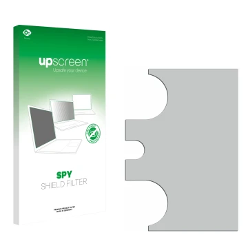 Parte frontal de un envase de producto con el logotipo de la marca upscreen. Al lado está el protector de pantalla correspondi