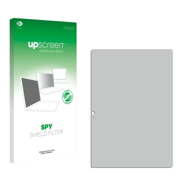 Parte frontal de un envase de producto con el logotipo de la marca upscreen. Al lado está el protector de pantalla correspondi
