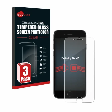 Parte frontal de un envase de producto con el logotipo de la marca Savvies. Al lado se muestra el dispositivo Apple iPhone 6 c