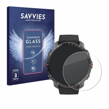 Parte frontal de un envase de producto con el logotipo de la marca Savvies. Al lado se muestra el dispositivo Polar Grit X Pro