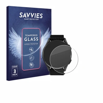 Parte frontal de un envase de producto con el logotipo de la marca Savvies. Al lado se muestra el dispositivo Garmin Approach 
