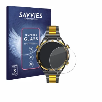 Parte frontal de un envase de producto con el logotipo de la marca Savvies. Al lado se muestra el dispositivo Blackview W90 Pr