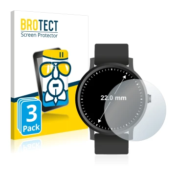 Parte frontal de un envase de producto con el logotipo de la marca BROTECT. Al lado se muestra el dispositivo Relojes (Circula