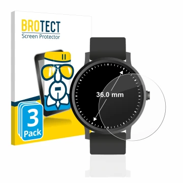 Parte frontal de un envase de producto con el logotipo de la marca BROTECT. Al lado se muestra el dispositivo Relojes (Circula