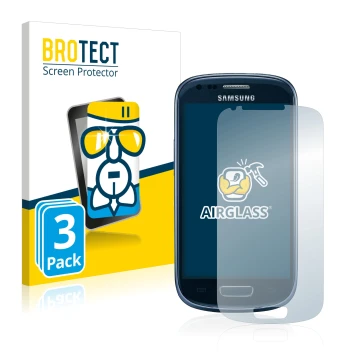 Parte frontal de un envase de producto con el logotipo de la marca BROTECT. Al lado se muestra el dispositivo Samsung Galaxy S