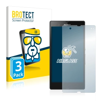 Parte frontal de un envase de producto con el logotipo de la marca BROTECT. Al lado se muestra el dispositivo Sony Xperia Z C6