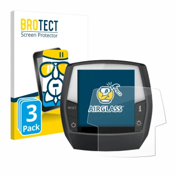 Parte frontal de un envase de producto con el logotipo de la marca BROTECT. Al lado se muestra el dispositivo Bosch Intuvia Ac