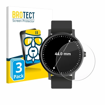 Parte frontal de un envase de producto con el logotipo de la marca BROTECT. Al lado se muestra el dispositivo Relojes (Circula