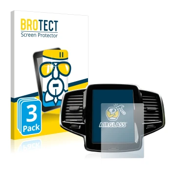 Parte frontal de un envase de producto con el logotipo de la marca BROTECT. Al lado se muestra el dispositivo Volvo XC90 Senus