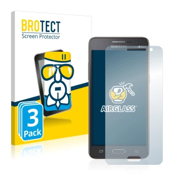 Parte frontal de un envase de producto con el logotipo de la marca BROTECT. Al lado se muestra el dispositivo Samsung Galaxy G