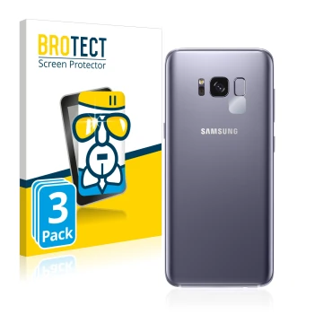 Parte frontal de un envase de producto con el logotipo de la marca BROTECT. Al lado se muestra el dispositivo Samsung Galaxy S