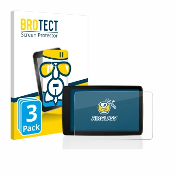 Parte frontal de un envase de producto con el logotipo de la marca BROTECT. Al lado se muestra el dispositivo BMW Motorrad Nav