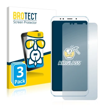 Parte frontal de un envase de producto con el logotipo de la marca BROTECT. Al lado se muestra el dispositivo Xiaomi Redmi 5 P