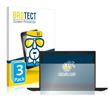 Parte frontal de un envase de producto con el logotipo de la marca BROTECT. Al lado se muestra el dispositivo Lenovo Thinkpad 