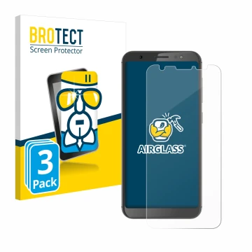 Parte frontal de un envase de producto con el logotipo de la marca BROTECT. Al lado se muestra el dispositivo Gigaset GS185 co