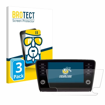 Parte frontal de un envase de producto con el logotipo de la marca BROTECT. Al lado se muestra el dispositivo Skoda Amundsen S