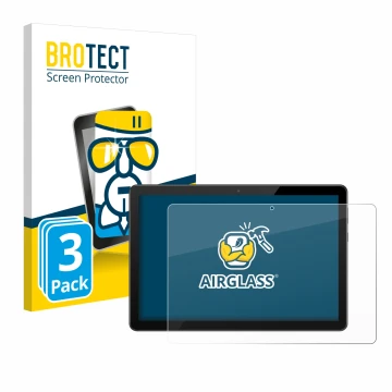 Parte frontal de un envase de producto con el logotipo de la marca BROTECT. Al lado se muestra el dispositivo Huawei MediaPad 