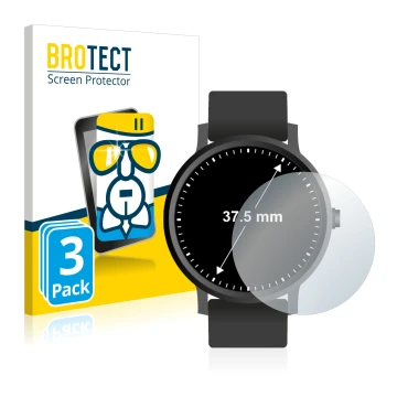 Parte frontal de un envase de producto con el logotipo de la marca BROTECT. Al lado se muestra el dispositivo Relojes (Circula