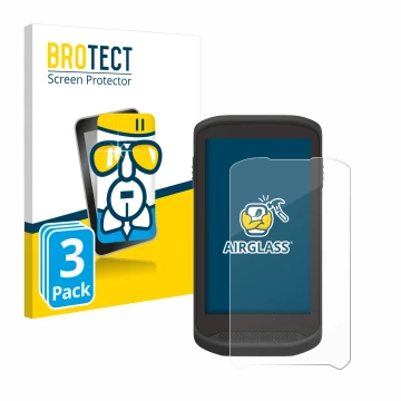 Parte frontal de un envase de producto con el logotipo de la marca BROTECT. Al lado se muestra el dispositivo Zebra TC25 con s