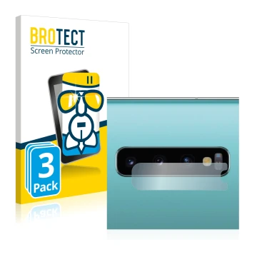 Parte frontal de un envase de producto con el logotipo de la marca BROTECT. Al lado se muestra el dispositivo Samsung Galaxy S