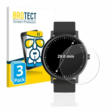 Parte frontal de un envase de producto con el logotipo de la marca BROTECT. Al lado se muestra el dispositivo Circular Display